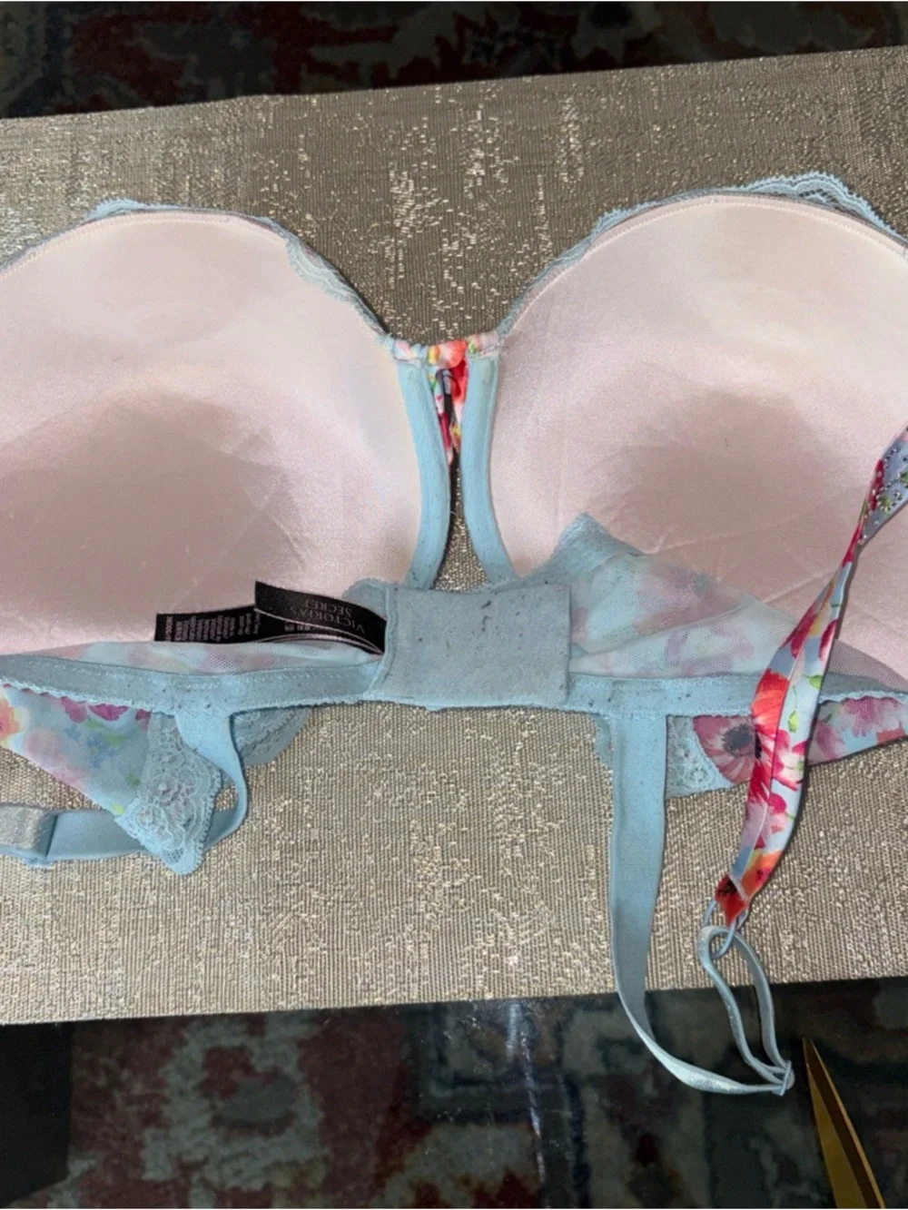 Victoria's Secret BOMBSHELL Light Blue Floral Lace Push-Up Bra